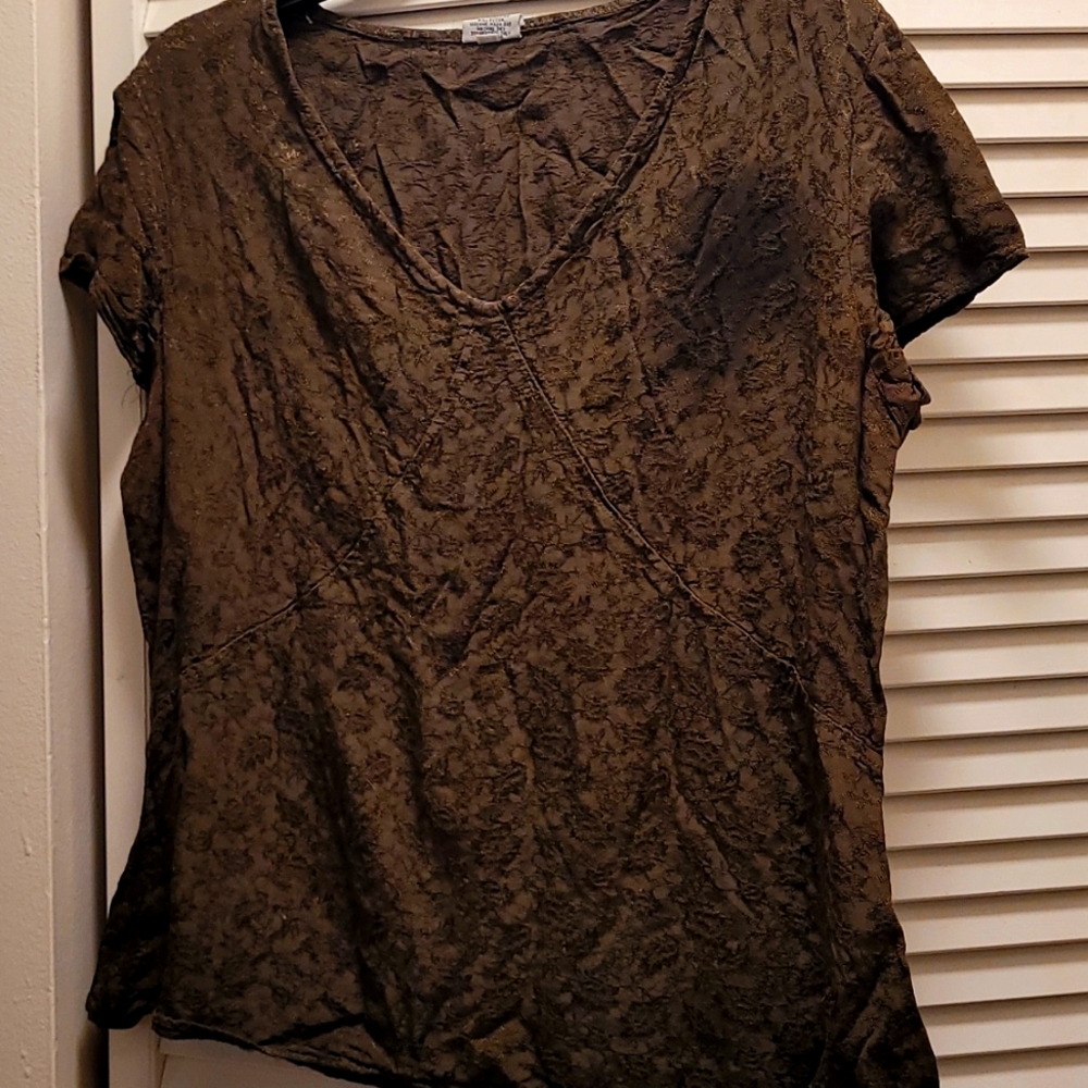 CP Shades Olive Green Embossed Top